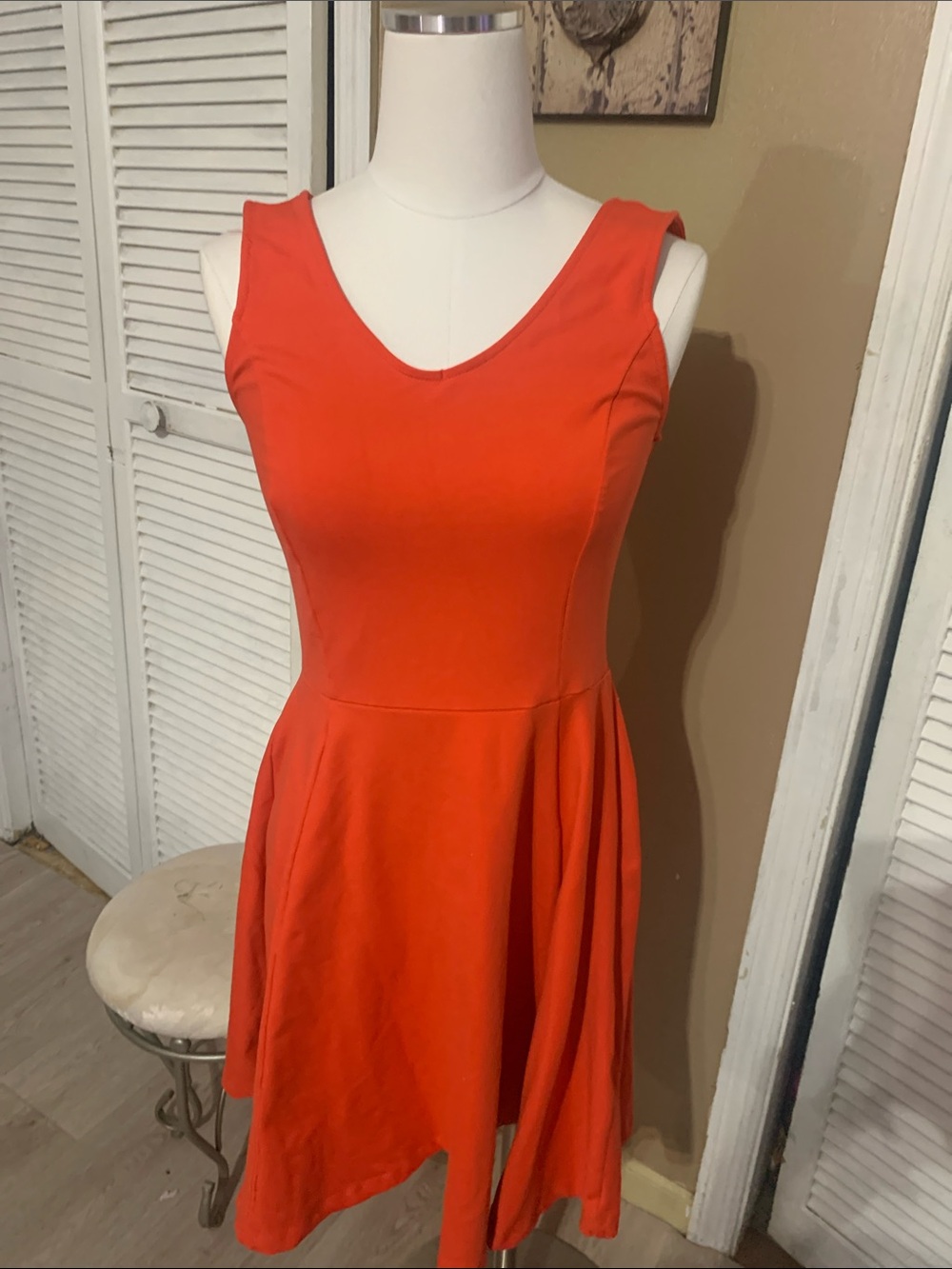 Cynthia Rowley Bright Orange Sleeveless Fit-and-Flare Mini Dress